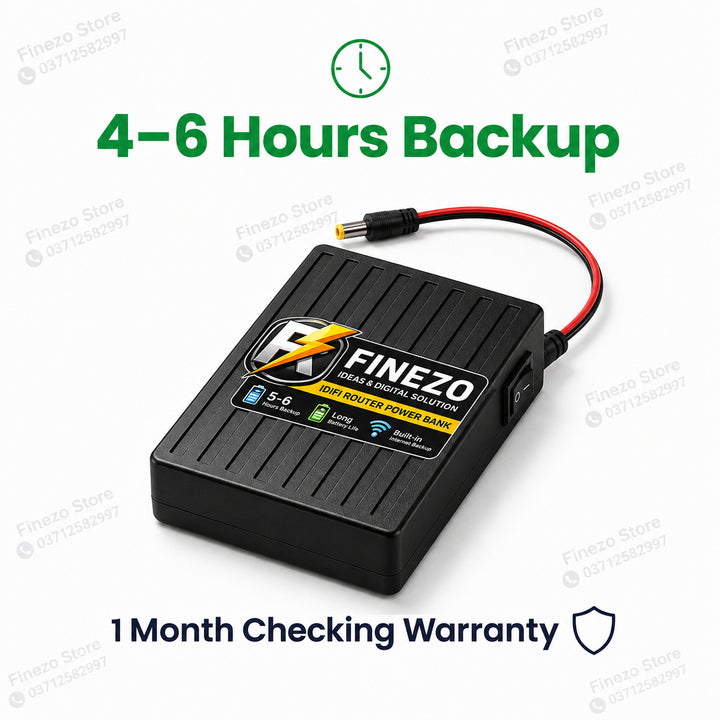 Finezo WiFi Router Power Bank 12V 6000mAh – 0.5A/1A Mini UPS, 5-6 Hours Backup for WiFi Router & Modem – Portable Internet Power Backup - 12 Volt