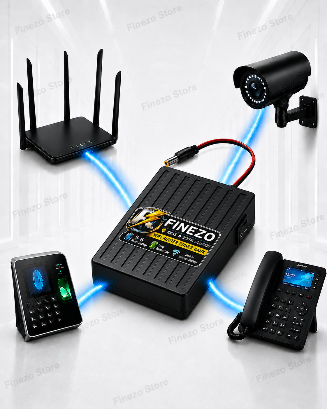 Finezo WiFi Router Power Bank 12V 6000mAh – 0.5A/1A Mini UPS, 5-6 Hours Backup for WiFi Router & Modem – Portable Internet Power Backup - 12 Volt